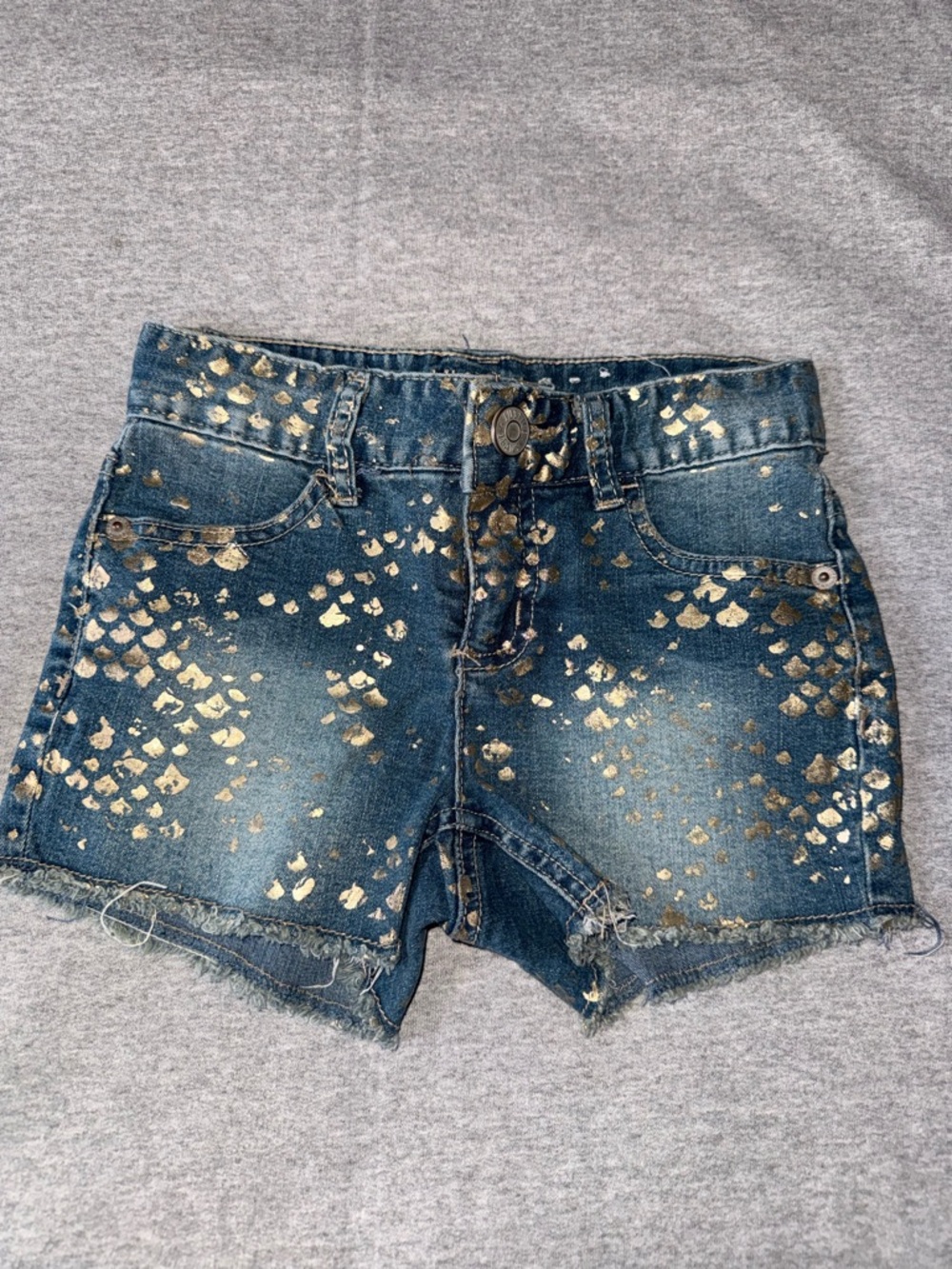 Justice Girls Gold Foil Denim Cutoff Shorts